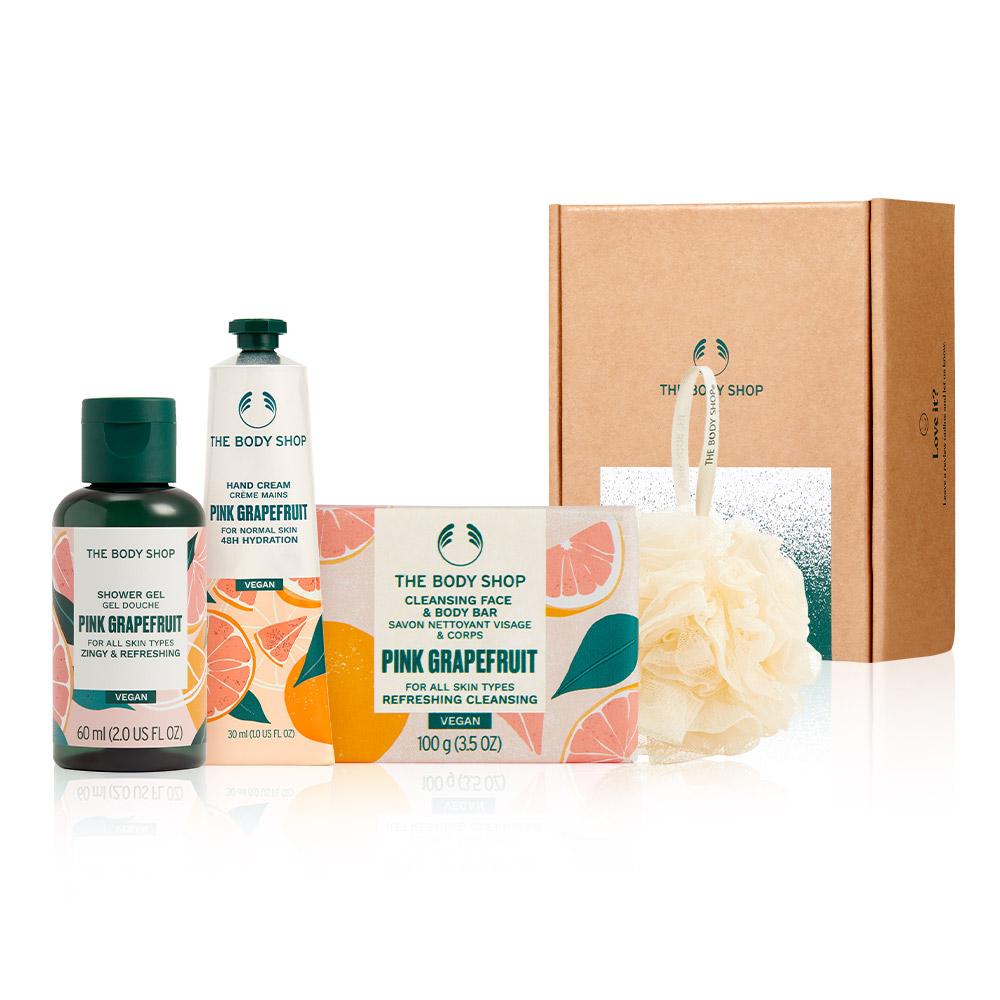 [The Body Shop] Pink Grapefruit Shower Gel & Hand Cream & Soap 3-Piece Gift Set (Shopping Bag)
