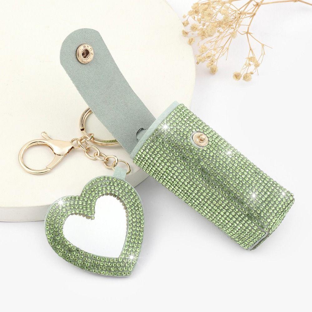 Portable Lipstick Organizer Keychain Bling Rhinestone Lipstick Holder  Girls