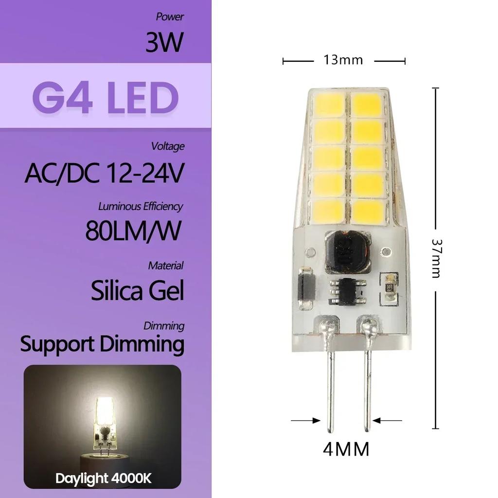 High Light LED MINI G4 AC DC 12V 24V Low Power 1.2W 1.4W 1.5W 2W 3W Efficiency Strobe Free for Crystal Chandelier Kitchen Toilet