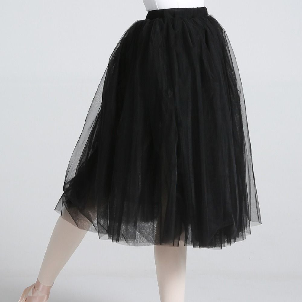 Elastic Waist Ballet Tutu Four Layer Tulle Skirt Elegant Lyrical Skirt  Women