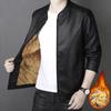 Men's leather jacket spring and autumn new trend stand-up collar leather jacket casual velvet PU leather jacket men's motorcycle leather jacket