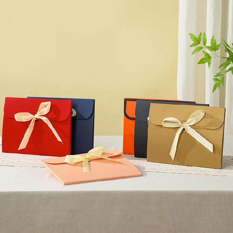 1Pc Silk Scarf Packaging Gift Wrapping Gift Box Practical Packaging Box Minimalist Envelope-style Pearlescent Paper Ribbon
