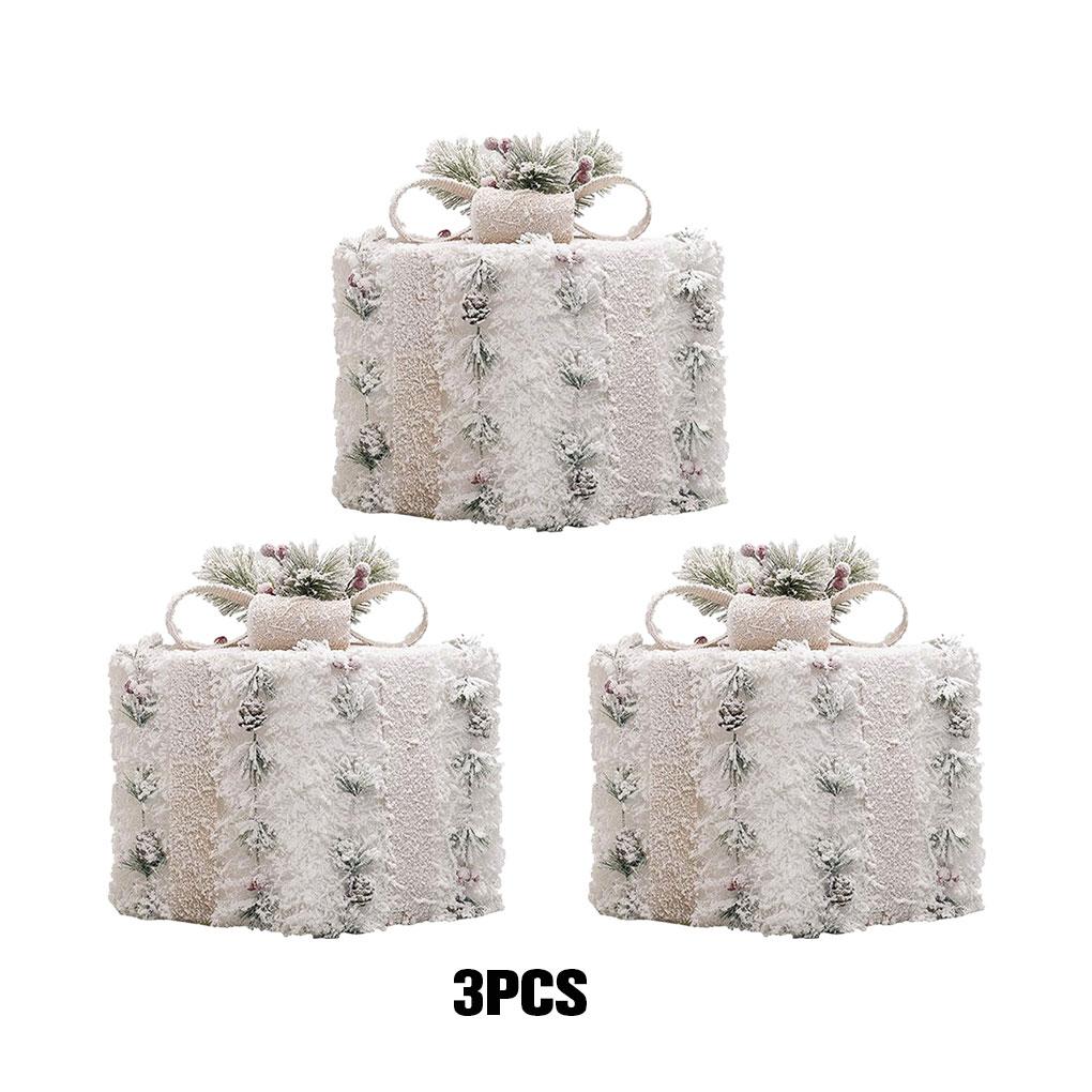 3pcs Christmas Glowing Gift Box Decoration Ornament With Bow Christmas Lighting Box Outdoor Lighting Christmas Decoration