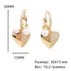 Gold Color Heart Shaped Drop Earrings for Women 2024 New Fashon Cubic Zirconia Earring Trendy Party Jewelry Accessories