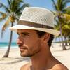 Cappello Jazz Design Vuoto Traspirante Cappello Estivo Protezione Solare con Decorazione a Nastro Cappello di Paglia a Tesa Larga Versatile per Uso Esterno Ciclismo