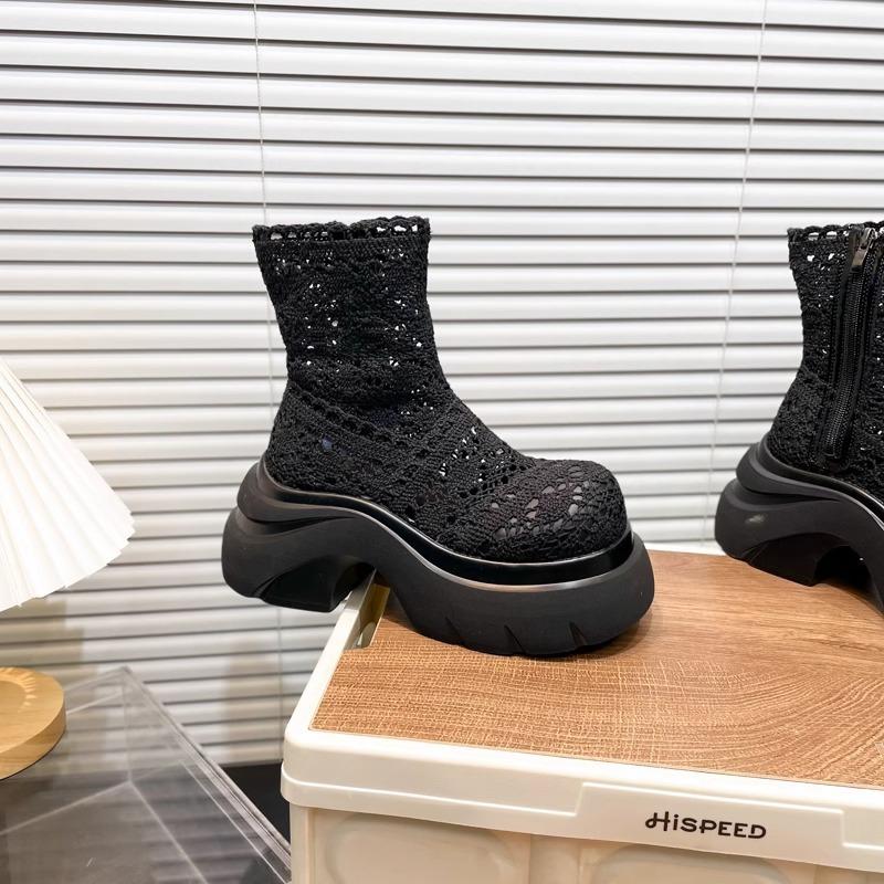 

Крутые ботинки из кружевной сетки на толстой подошве, женские полые дышащие короткие ботинки, тонкие ботинки Мартина 40 чёрный