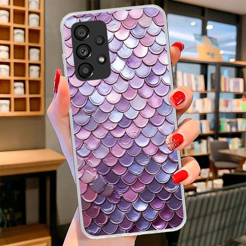 Fish Scale Pattern Mermaid Phone Case For Samsung Galaxy A12 A22 A32 A52 A72 A02S Phone Case Note 20 Ultra 10 S10 Plus A51 A71 A