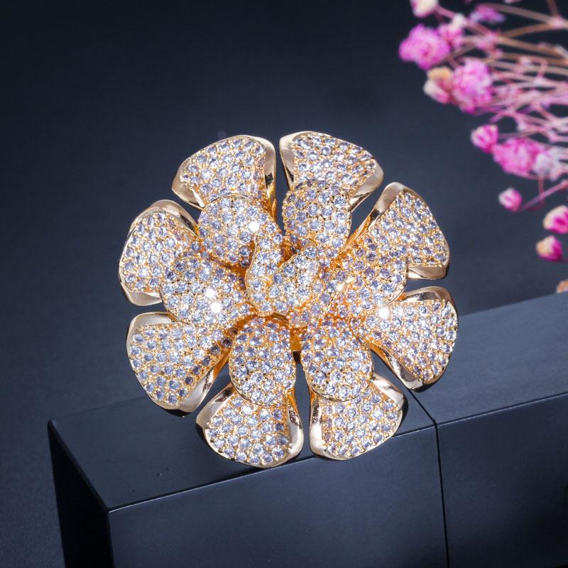 

J0094 Micro-Set Zircon Flower Ring, Banquet Dress Women S Accessories 8