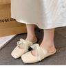 French Beautiful Bag Head Half Slippers Women's Outer Wear 2025 Spring and Summer New Low-heeled Lace Bow Mary Jane Sandals
