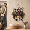 Dunkle Ästhetik Wandkunst Halloween Eingangsbereich Schlüsselhalter mit 4 Haken, Hängendes Holzschild, Montierbares handgefertigtes Holzhandwerk Rack für Schlüssel Taschen Und Leinen,