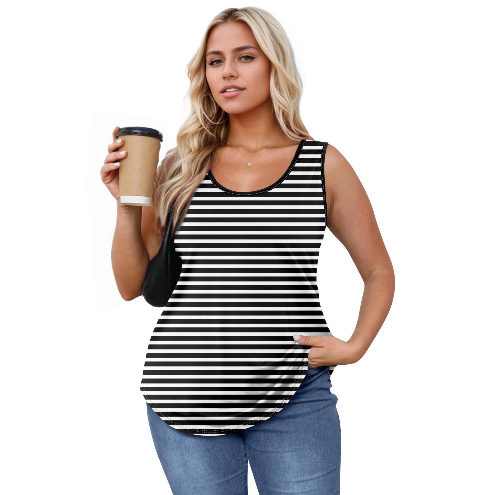 

Женская майка для девочек с принтом, повседневная майка, майки для женщин, свободный крой, топы без рукавов, струящиеся L чёрный