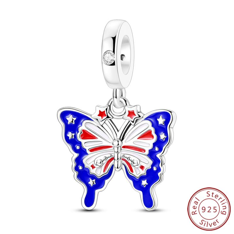 Elegant S925 Silver Butterfly & Dragonfly Multicolor Charms Beads Pendant 3mm DIY Fine Jewelry Making Accessories Gifts