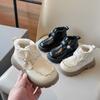 Children's Warm Big Cotton Shoes Girl Martin Boots Velvet Princess Wind Autumn and Winter New Girls Leather Snow Boots Korean Version