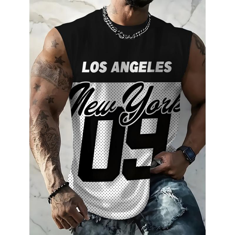 Men's Tank Top - 3D Printed with Trendy New York Element Pattern - Casual Wear for Summer Outdoor Sports and Beach Vacation