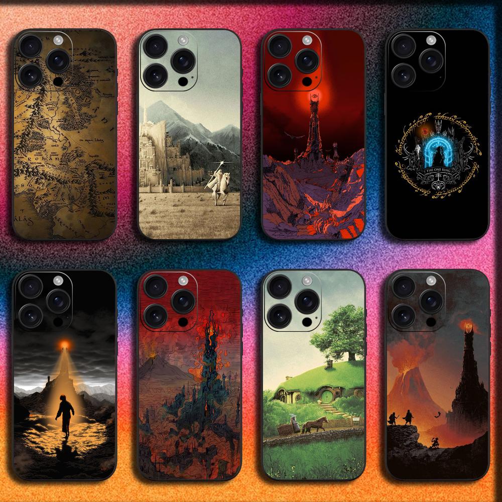 The Lord of the R-Rings Map Phone Case For iPhone 16,15,14,13,12,11,Pro,XS,Max,XR,Plus,SE,Mini Soft Black Cover