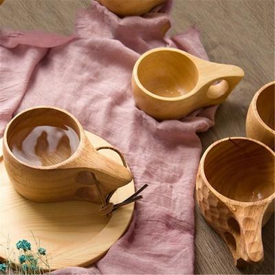 Dřevěný hrnek Camping Voda Pivo Šálek kávy Turistika Piknik Nádobí Mísa Venkovní Gumové Dřevěné Hrnky Bushcraft Cups.
