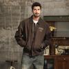 Autumn Retro Men's Wear-resistant Tactical Tooling Top Lapel Contrasting Zipper Flight Jacket
