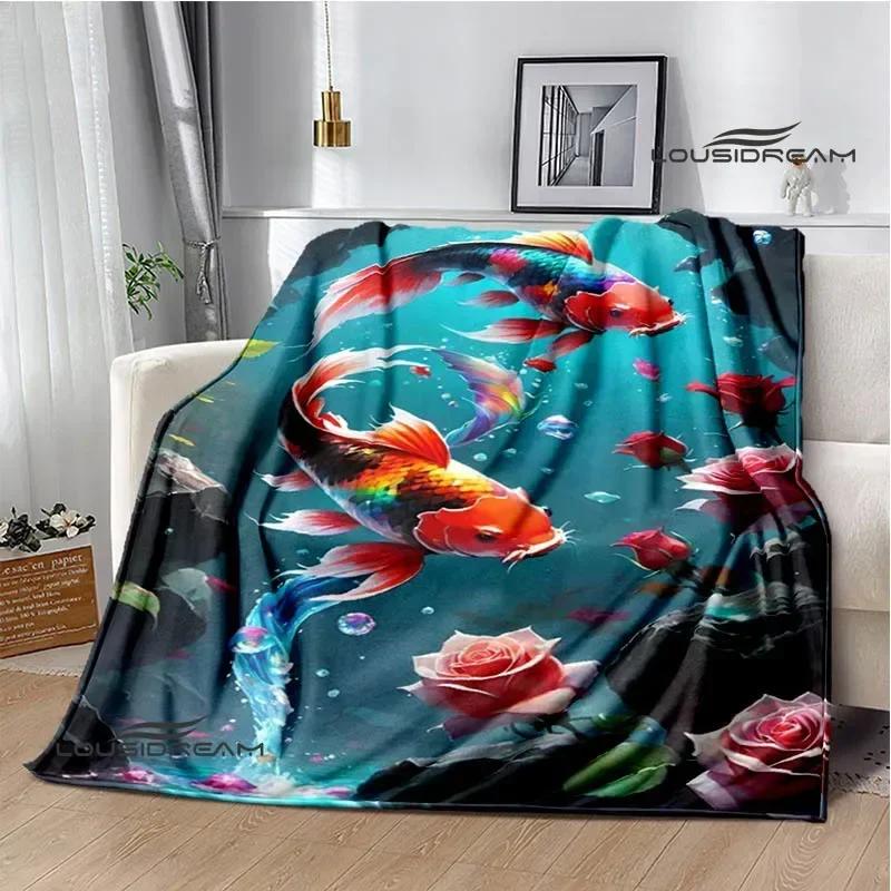 3D Fish Cute Printed Blankets Warm Flannel Blankets Soft and Comfortable Blanket Bed Linings Blankets for Beds Birthday Gift