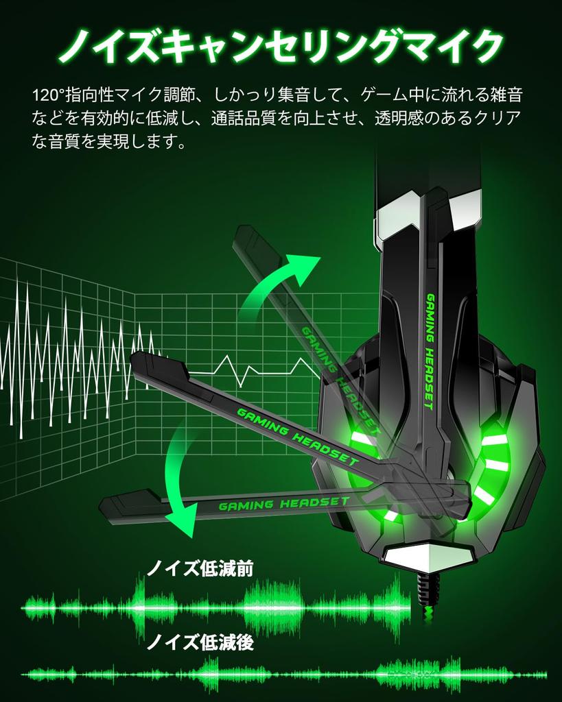 BENGOO Gaming Headset PS5 Headset Noise Canceling with Microphone Wired Gaming Headphones Switch Headphones Lightweight Fully Effective Deep Bass LED
