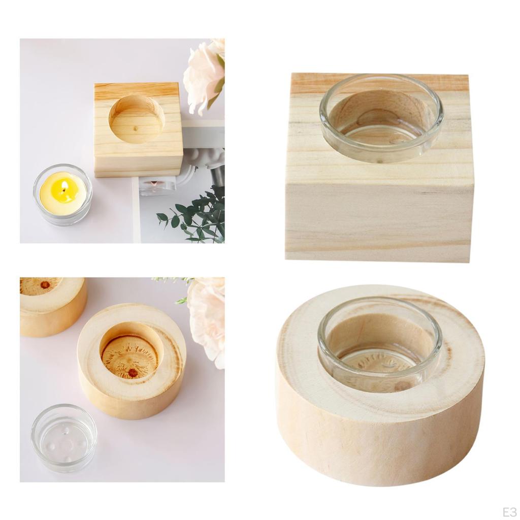 Kerzenhalter aus Holz Teelichthalter für rustikale Hochzeit, Party, Geburtstag, Feiertag