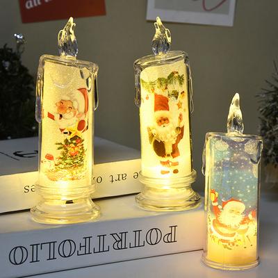 Elektronische Kerze Weihnachtsdekoration Transparent Eingebaut Bedruckt LED Simulations Flammenlose Kerze Umgebungsbeleuchtung Weihnachtsgeschenk