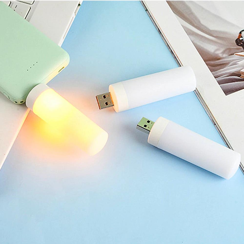 USB Atmosphere Light LED Flame Blinkande Candle Lights Boklampa för Power Bank Camping Belysning Cigarettändare Effekt Light