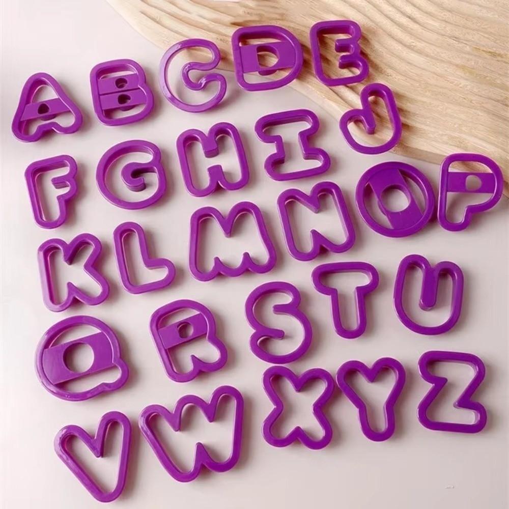 Plastic Material Alphabet Biscuit Cutters 26 Letters Set DIY Fondant Molds Home Kitchen Baking