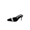 2025 Autumn and Winter New Pointed Head Thin Heel European and American Fashion Bag Head High Heel Mao Mao Shoes Empty Rhinestone Back Strap Sandals