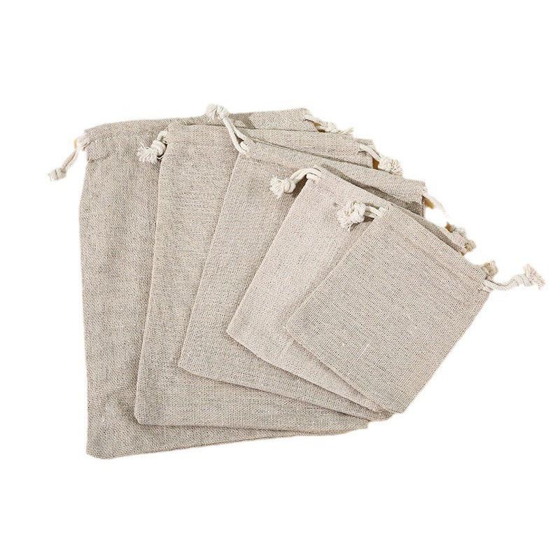 New 10 Pcs/Lot Linen Drawstring Bags Multiple Sizes Jewelry Packaging Bag Jewelry Pouch Sachets for Packaging SSBZD05