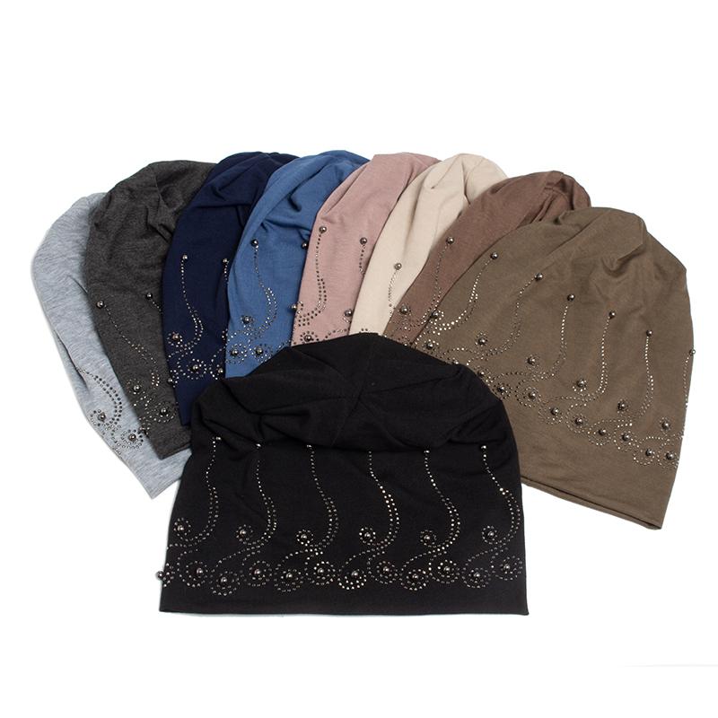 Frauen Beanie Strass Perle Herbst Hut Für Frauen Mode Balaclava Casual Hüte Weibliche Gestrickte Warme Skullies Motorhaube Winter