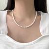S925 Sterling Silver Freshwater Pearl Women's Necklace - Light Luxury Choker Clavicle Chain, High-End Niche Design.