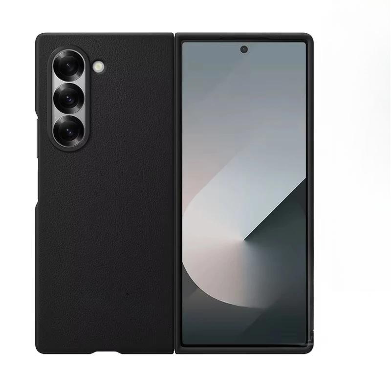 Luxury Business Ultra-thin Eco Friendly Skin Feel Leather Phone Case for Samsung Galaxy Z Fold 7 Fold 6 Metal Len Frame Shock Proof Protection Cover