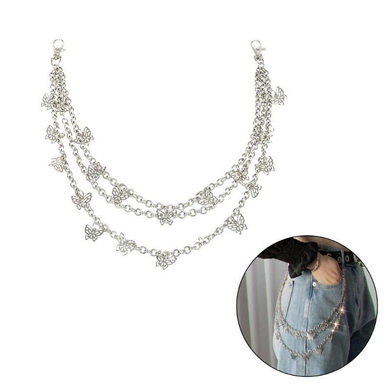 Skirts Chain Three Layer Chain Butterfly Shape Pendant Charm Chain for Teens