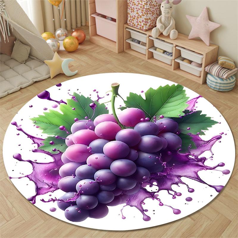 Handmade Style Round Minimal Multicolor Carpet, Non-Slip Floor Mat for Living Room