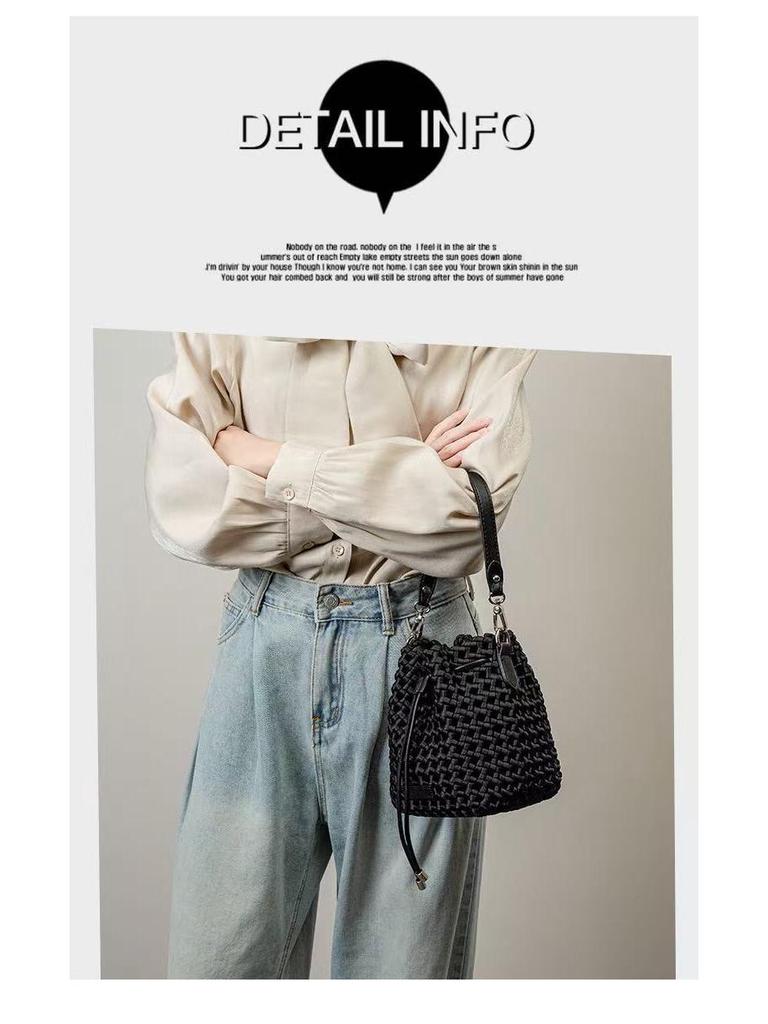 Handmade Textured Pinwheel Knot Crossbody Bucket Bag for Women