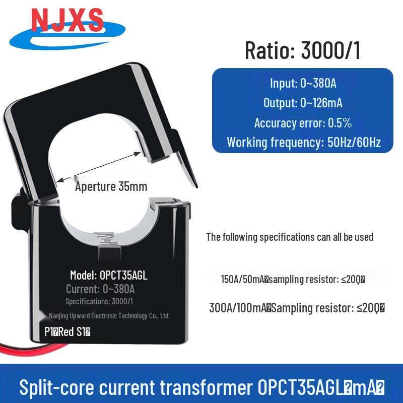 Small Open-Close Current Transformer: Open-Type, Compatible with 5A/2.5mA/5mA, 100A/20mA, 200A/333mV.
