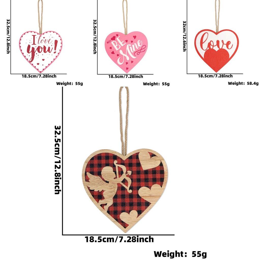 Romantyczna Drewniana Dekoracja w Kształcie Serca Wisząca Ozdoba na Walentynki
