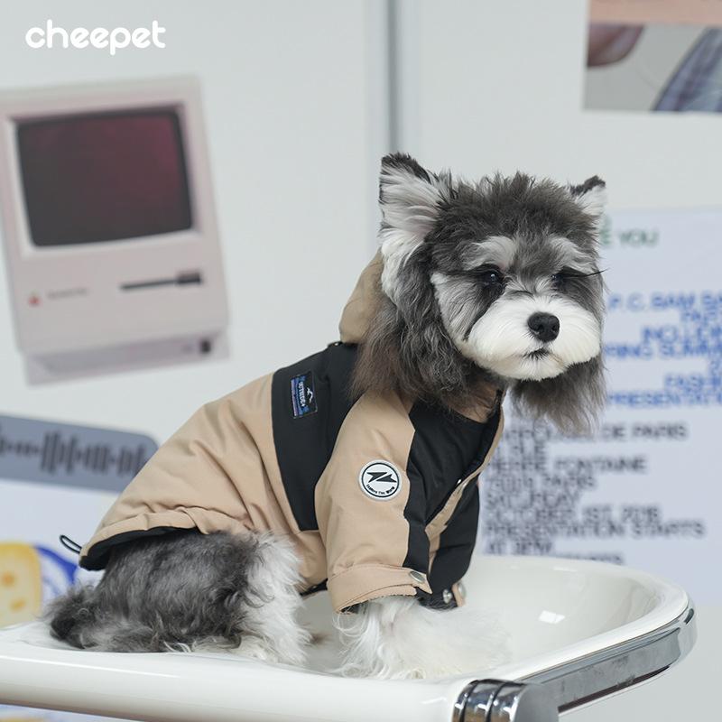 Dog clothes autumn and winter warm outdoor wind jacket Schnauzer Teddy hooded pet clothes