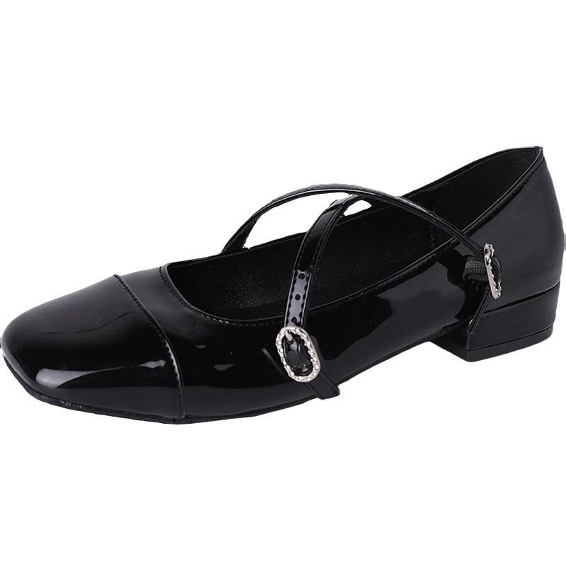 Silver single shoes of the same style women's spring new versatile light mouth retro Mary Jane shoes