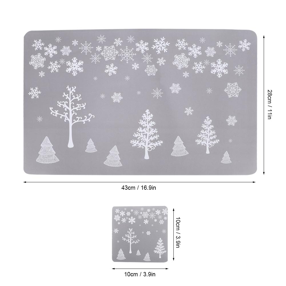 12pcs Christmas Printed Drinks Tea Cup Mats Coasters Teapot Placement Table Mat Decoration