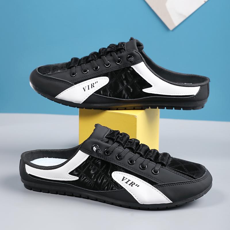 

Трендовые полушлепанцы, повседневные туфли на плоской подошве для мужчин, классические летние шлепанцы, мужские балетки, лаконичные мужские кроссовки, слипоны, мужские шлепанцы 39 чёрный