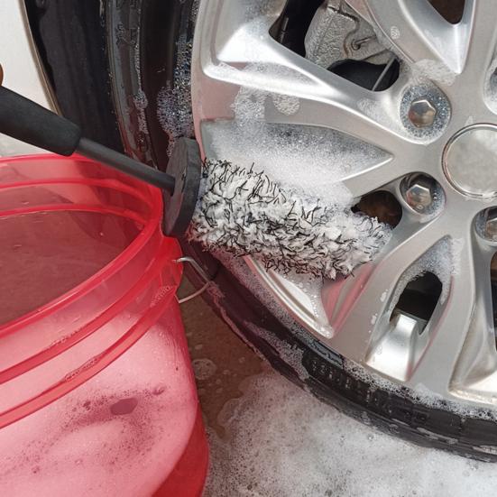 Tire Cleaning Brush Wheel Cleaning Tool 42cm Microfiber Car Wheel Brush Soft Synthetic Fiber Rim And Tire Cleaner Multi-Functional Car Wash Brush