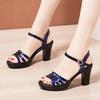 Small Size 32-43 Elegant Block High Heels Sandals Patent Leather 2025 Summer Women's Thick Platform Shoes for Dress Wedding