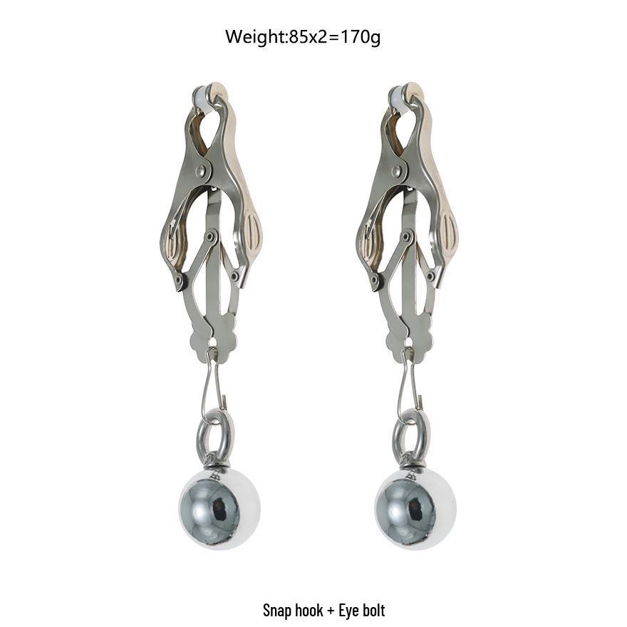 Chaquj Erotic Nipple and Labia Clamps with Gravity Ball Pendant