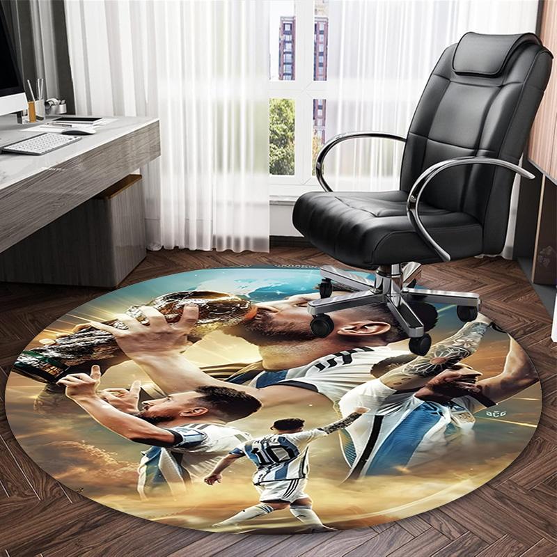 1pc M-Messi4 Carpet, Round Rug, Comfortable, Suitable for Entryways, Living Rooms, Office, And Bedrooms, Christmas Decoration