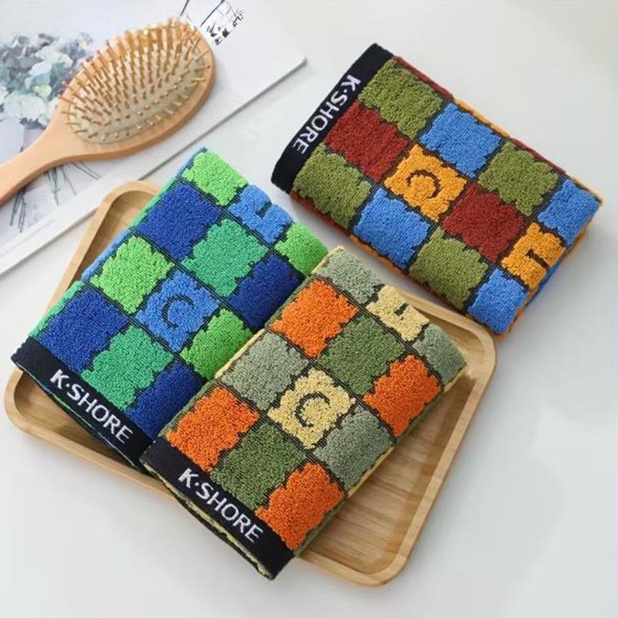 Colorful checkered letter towels, 3-pack, soft and absorbent large face towels/bath towels, skin-friendly washcloths.