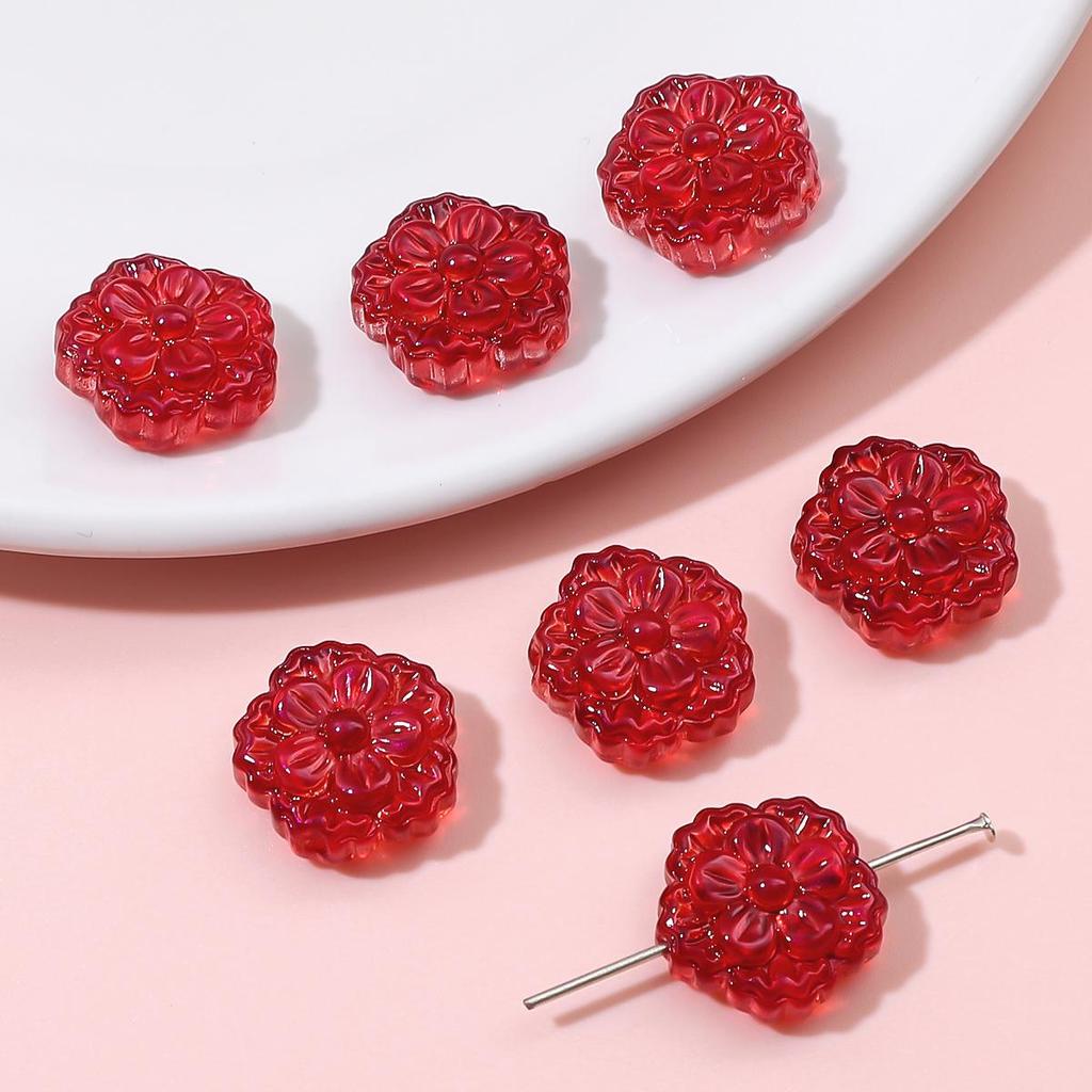 Multi-colored Twin Flower Shaped Glass Beads 15mm 10pcs For Jewerlry Making DIY Bracelet Necklace