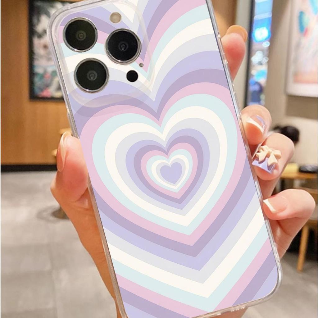 Taro Purple Heart Anti-Drop Transparent Case for iPhone 15/16/17 Pro Max/14