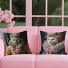 Cute Cat Printing Decorative Cushion Cover Reversible Plush Pillow Cover – For Car, Sofa, Bedroom, Perfect As a Gift.