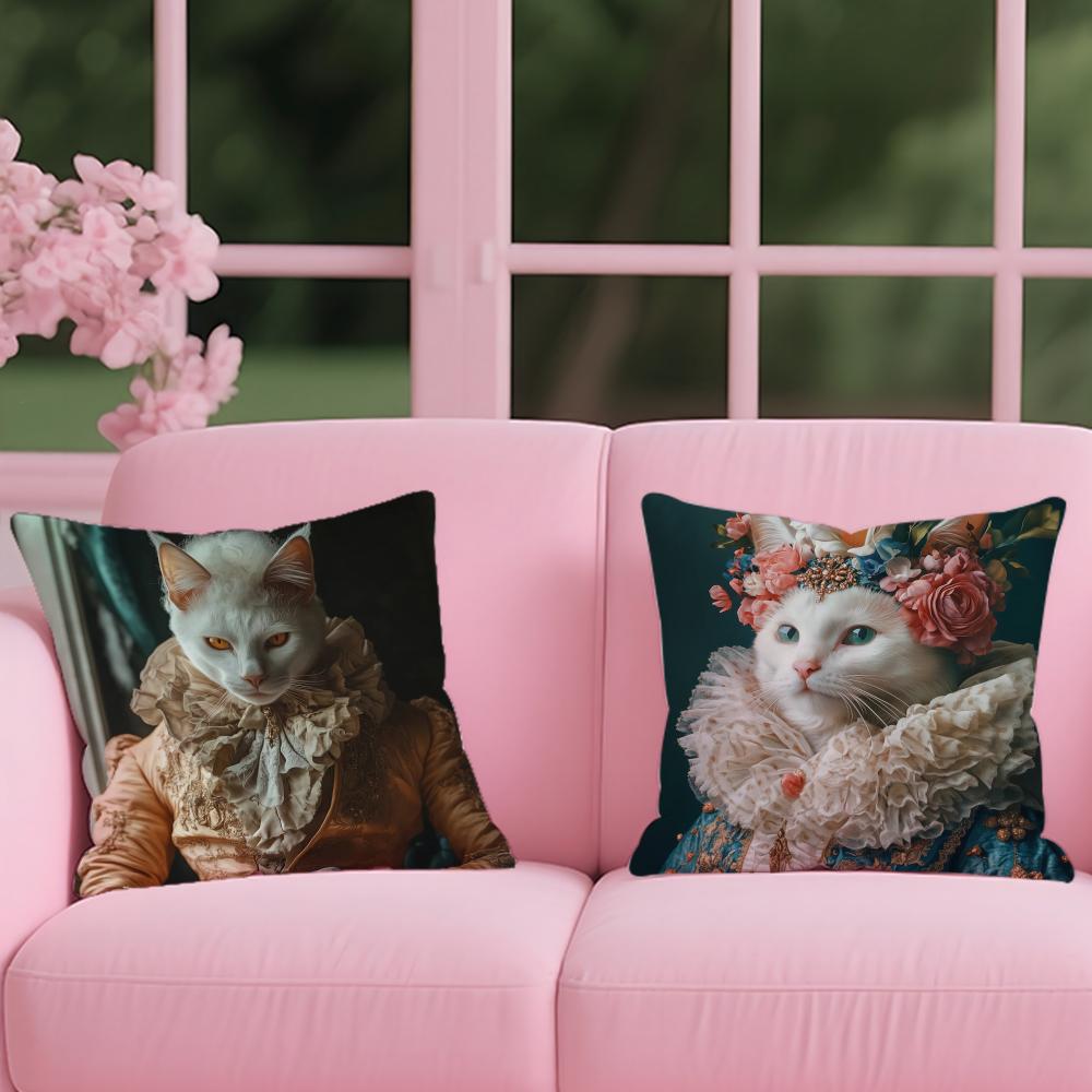 Cute Cat Printing Decorative Cushion Cover Reversible Plush Pillow Cover – For Car, Sofa, Bedroom, Perfect As a Gift.